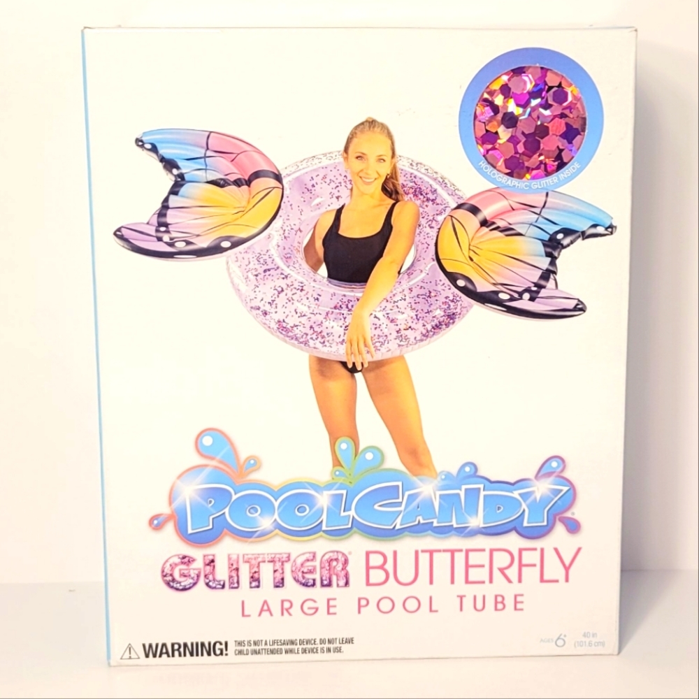 PoolCandy Glitter Butterfly Large Pool Tube NEW